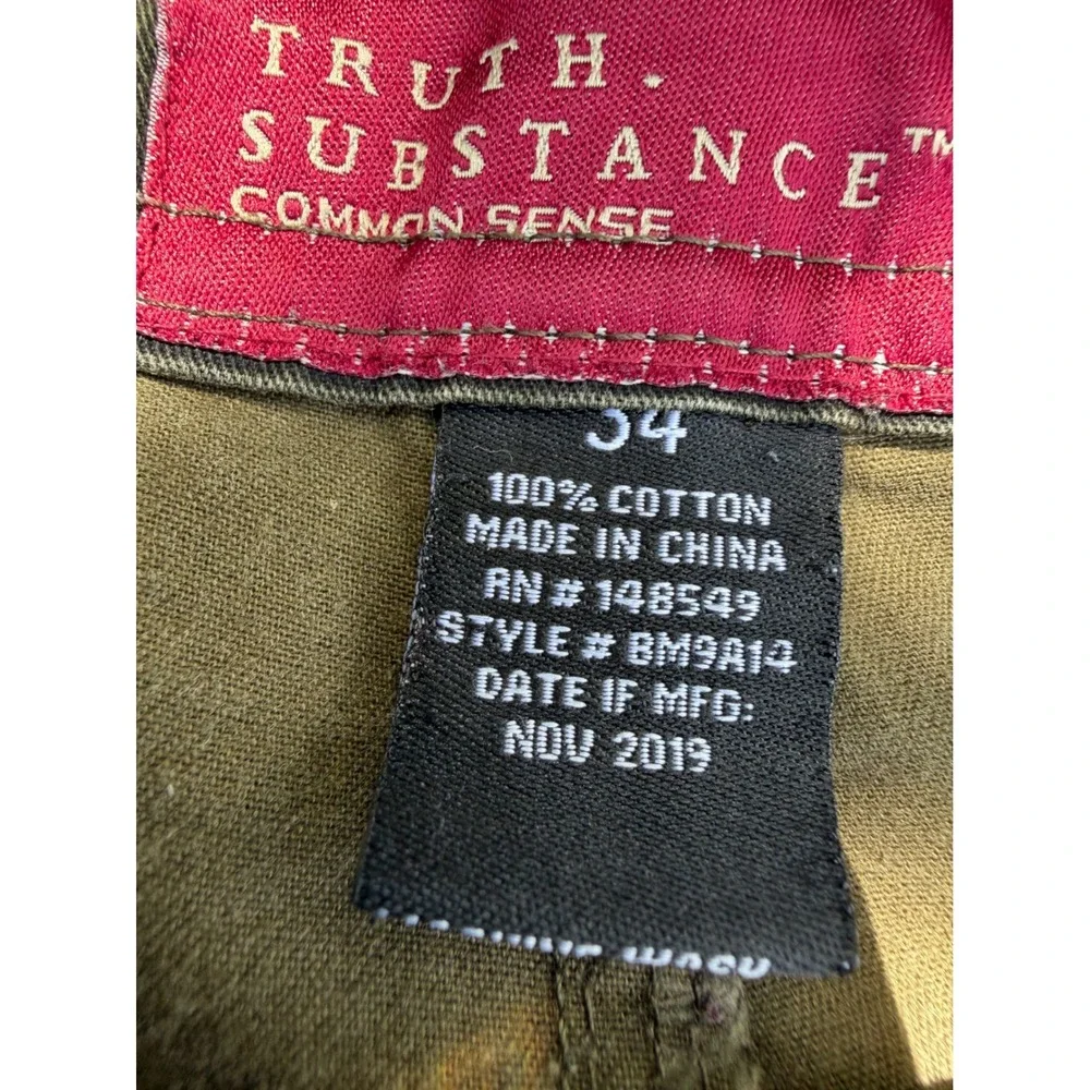 Truth Substance Common Sense Mens Camo Cargo Shorts Green Size 34 BM9A14 Cotton